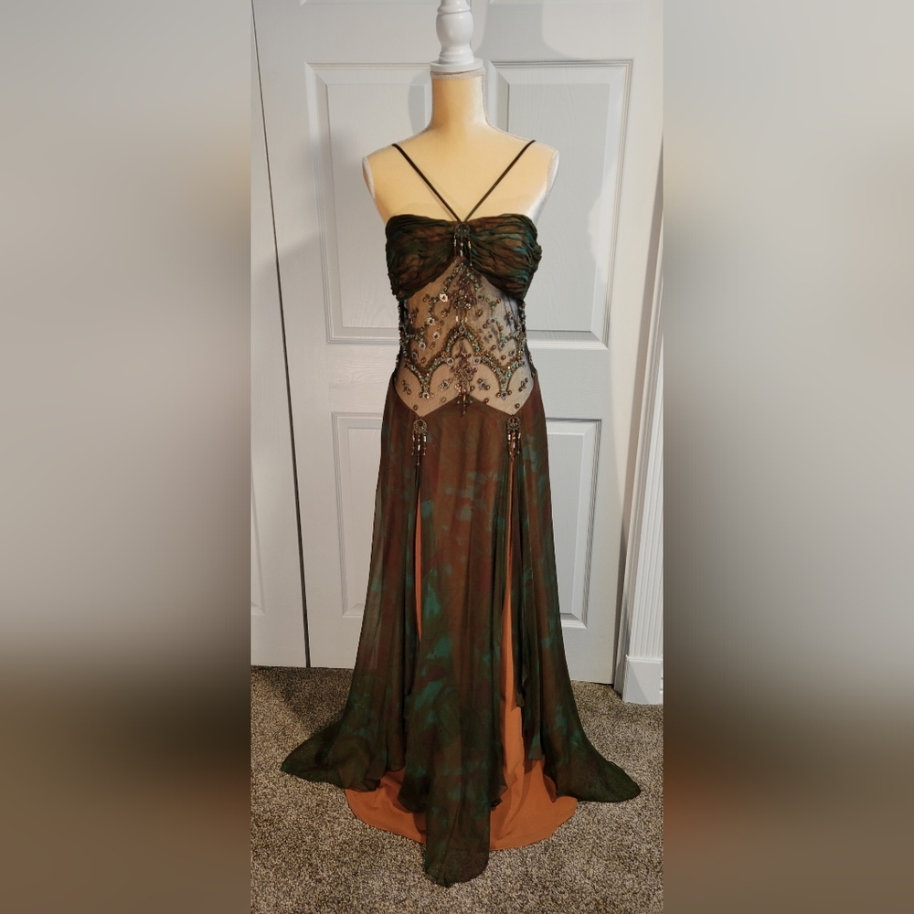 "Bicici" Beaded Silk Gown Size M